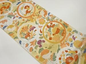 草花丸文様織出し袋帯